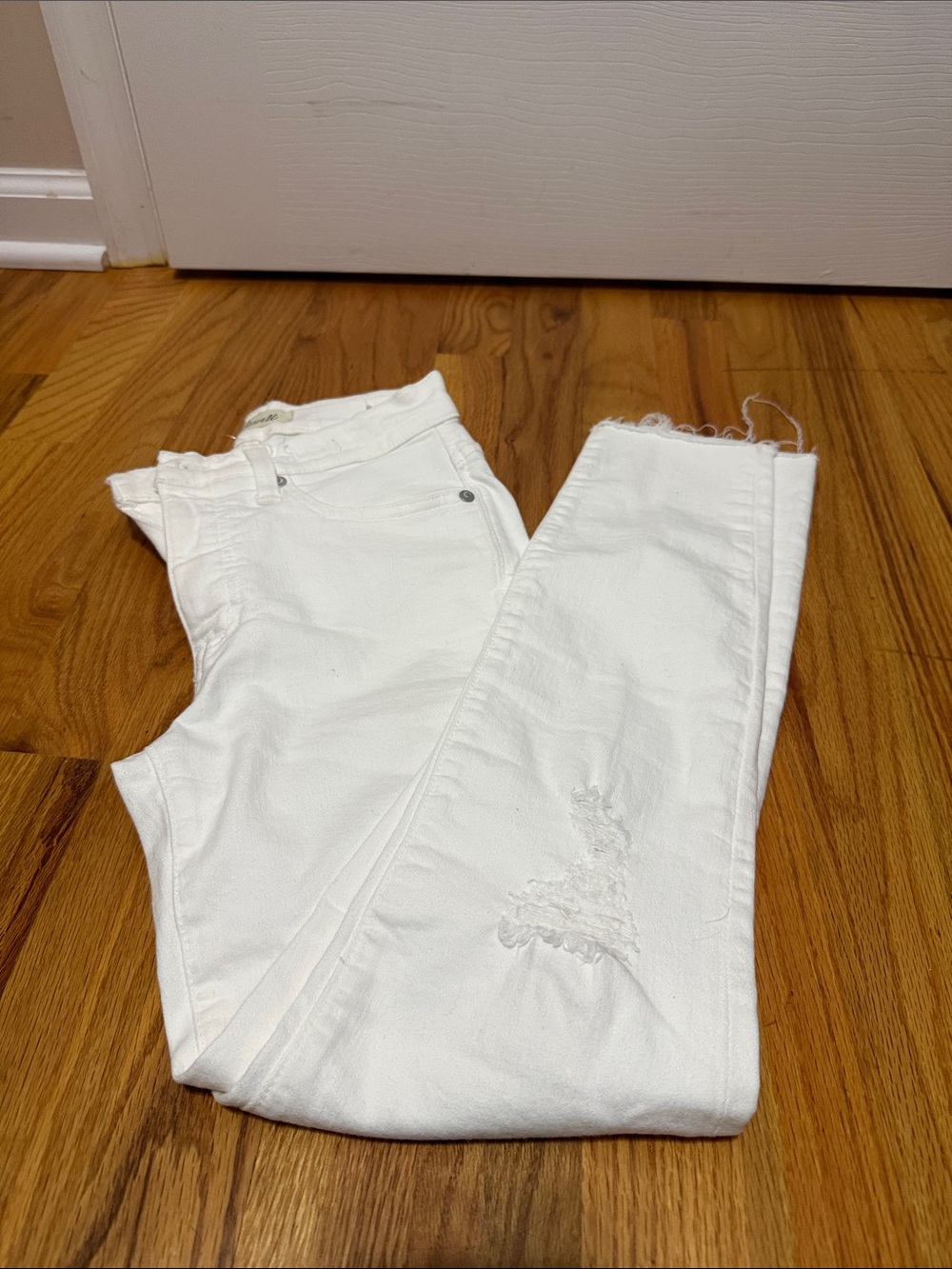 Madewell White Distressed High-Rise Jeans